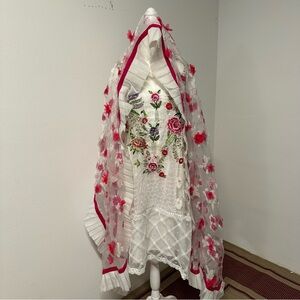 Three Piece Neon Bright Pink Contrast Salwar Kameez Set